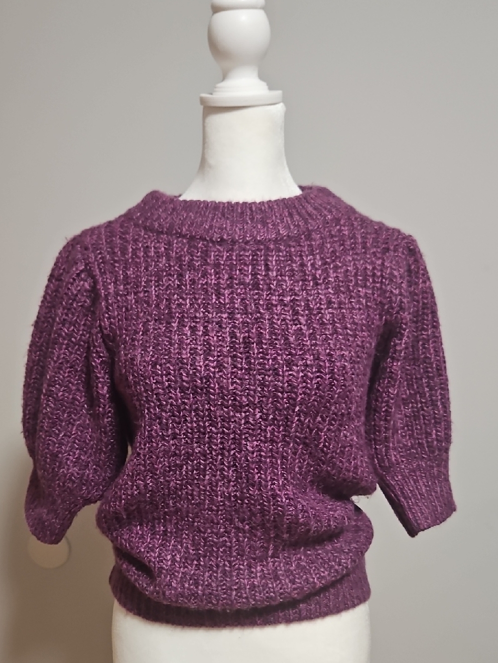 INC International Concepts Plum Textured Knit Crewneck Sweater